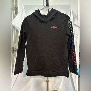 💕Adidas girls large black hoodie with bright accents